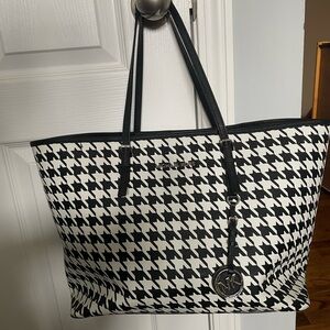 Michael Kors Black & White Houndstooth Pattern Tote